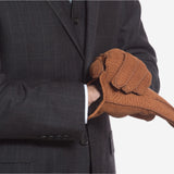 CA3633 (cork) - Handsewn Italian Carpincho Men's Rabbit Fur Lined Dress Gloves - Leather Gloves Online - Luxury Leather Gloves - 7