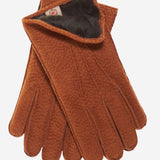 CA3633 (cork) - Handsewn Italian Carpincho Men's Rabbit Fur Lined Dress Gloves - Leather Gloves Online - Luxury Leather Gloves - 1