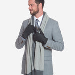 CA3633 (grey) - Handsewn Italian Carpincho Men's Rabbit Fur Lined Dress Gloves - Leather Gloves Online - Luxury Leather Gloves - 2