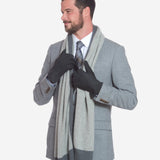 CA3633 (grey) - Handsewn Italian Carpincho Men's Rabbit Fur Lined Dress Gloves - Leather Gloves Online - Luxury Leather Gloves - 2