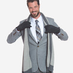 CA3633 (grey) - Handsewn Italian Carpincho Men's Rabbit Fur Lined Dress Gloves - Leather Gloves Online - Luxury Leather Gloves - 3