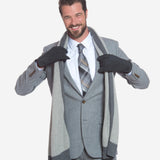 CA3633 (grey) - Handsewn Italian Carpincho Men's Rabbit Fur Lined Dress Gloves - Leather Gloves Online - Luxury Leather Gloves - 3