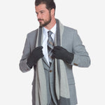 CA3633 (grey) - Handsewn Italian Carpincho Men's Rabbit Fur Lined Dress Gloves - Leather Gloves Online - Luxury Leather Gloves - 4