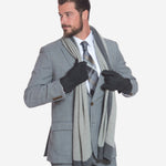 CA3633 (grey) - Handsewn Italian Carpincho Men's Rabbit Fur Lined Dress Gloves - Leather Gloves Online - Luxury Leather Gloves - 5