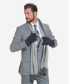 CA3633 (grey) - Handsewn Italian Carpincho Men's Rabbit Fur Lined Dress Gloves - Leather Gloves Online - Luxury Leather Gloves - 5