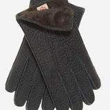 CA3633 (grey) - Handsewn Italian Carpincho Men's Rabbit Fur Lined Dress Gloves - Leather Gloves Online - Luxury Leather Gloves - 1