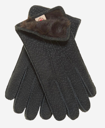 CA3633 (grey) - Handsewn Italian Carpincho Men's Rabbit Fur Lined Dress Gloves - Leather Gloves Online - Luxury Leather Gloves - 1