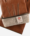 CA3976 (cognac) -Men's Italian cashmere lined leather gloves with unique contrast points