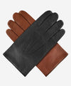 CA3976 (black) - Men's Italian cashmere lined leather gloves with unique contrast points
