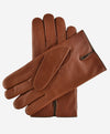 CA3976 (cognac) -Men's Italian cashmere lined leather gloves with unique contrast points