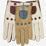 CA4123 (camel/sky) - Women's Two-tone Leather Driving Gloves