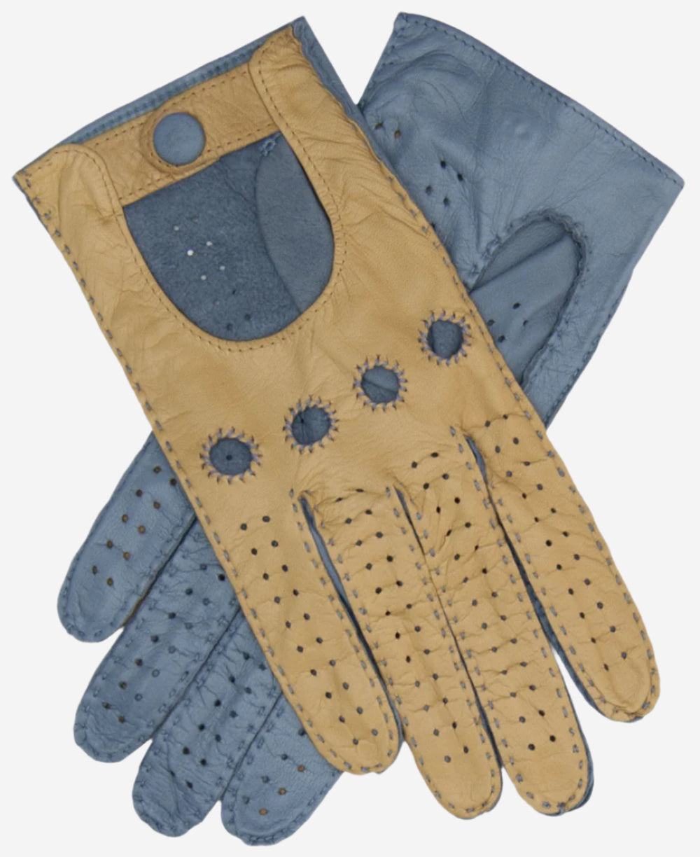 CA4123 (camel/sky) - Women's Two-tone Leather Driving Gloves - Leather Gloves Online - Luxury Leather Gloves - 2