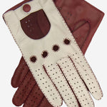 CA4123 (cream/claret) - Women's Two-tone Leather Driving Gloves - Leather Gloves Online - Luxury Leather Gloves - 2