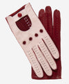 CA4123 (cream/claret) - Women's Two-tone Leather Driving Gloves - Leather Gloves Online - Luxury Leather Gloves - 1 