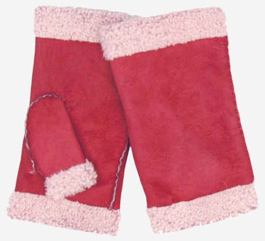 CA4163 (cranberry) – Women’s Italian lamb shearling fingerless gloves