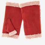 CA4163 (cranberry) - Women's Italian Lamb Shearling Fingerless Gloves - Leather Gloves Online - Luxury Leather Gloves - 2
