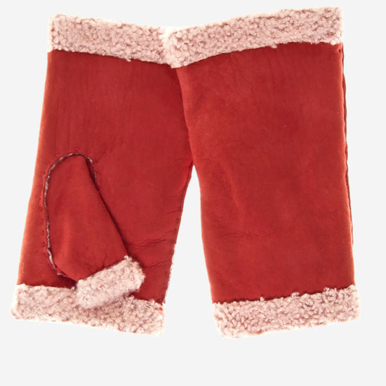 CA4163 (cranberry) - Women's Italian Lamb Shearling Fingerless Gloves - Leather Gloves Online - Luxury Leather Gloves - 2