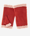 CA4163 (cranberry) - Women's Italian Lamb Shearling Fingerless Gloves - Leather Gloves Online - Luxury Leather Gloves - 2