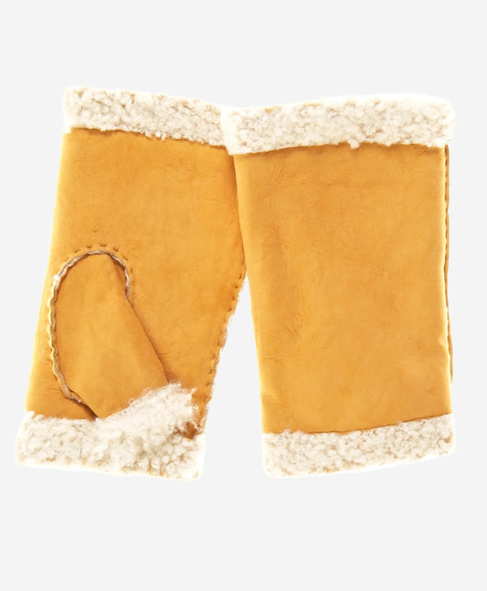 CA4163 (sunshine) - Women's Italian Lamb Shearling Fingerless Gloves - Leather Gloves Online - Luxury Leather Gloves - 2
