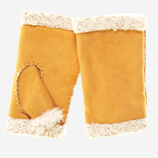CA4163 (sunshine) - Women's Italian Lamb Shearling Fingerless Gloves - Leather Gloves Online - Luxury Leather Gloves - 1