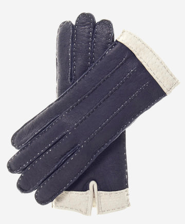 CA4384 (navy) - Women's Italian Cashmere Lined Peccary Gloves - Leather Gloves Online - Luxury Leather Gloves - 1