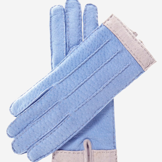 CA4384 (sky) - Women's Italian Cashmere Lined Peccary Gloves - Leather Gloves Online - Luxury Leather Gloves - 1