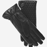 CA4439 (black) - Women's Quilted Leather Gloves With Cashmere Lining - Leather Gloves Online - Luxury Leather Gloves - 1