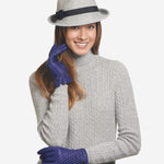 CA4439 (blue) - Women's Quilted Leather Gloves With Cashmere Lining - Leather Gloves Online - Luxury Leather Gloves - 2