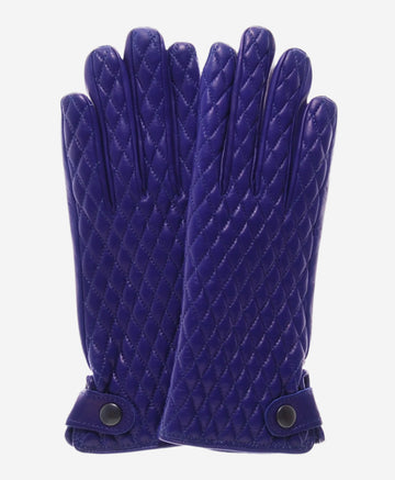 CA4439 (blue) - Women's Quilted Leather Gloves With Cashmere Lining - Leather Gloves Online - Luxury Leather Gloves - 1