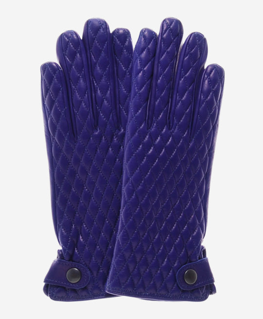 CA4439 (blue) - Women’s quilted Italian leather gloves with cashmere lining