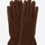 CA4439 (brown) - Women's Quilted Leather Gloves With Cashmere Lining - Leather Gloves Online - Luxury Leather Gloves - 1