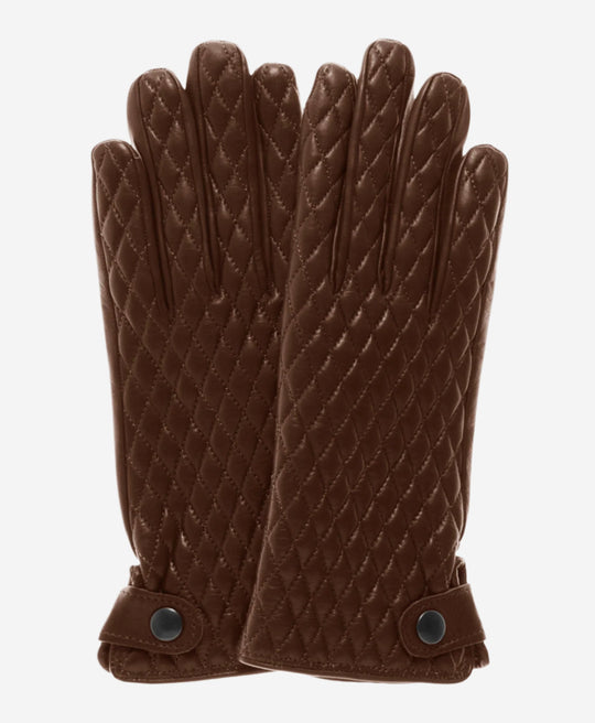 CA4439 (brown) - Women’s quilted Italian leather gloves with cashmere lining