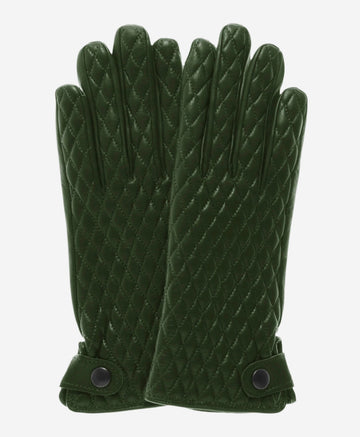 CA4439 (green) - Women's Quilted Leather Gloves With Cashmere Lining - Leather Gloves Online - Luxury Leather Gloves - 1