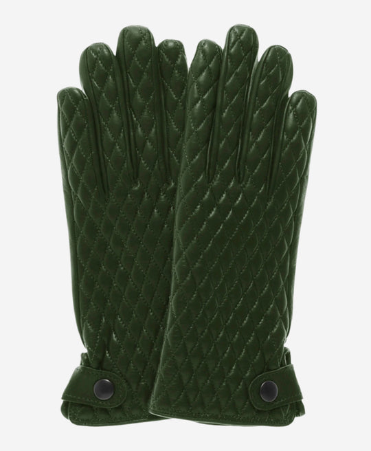 CA4439 (green) - Women’s quilted Italian leather gloves with cashmere lining