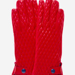 CA4439 (red) - Women's Quilted Leather Gloves With Cashmere Lining - Leather Gloves Online - Luxury Leather Gloves - 1