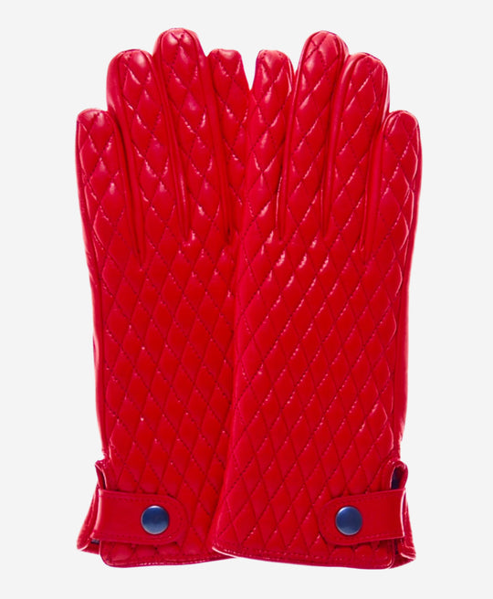 CA4439 (red) - Women’s quilted Italian leather gloves with cashmere lining