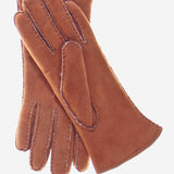CA4465 (saddle) - Women's Italian Handsewn Sueded Lamb Shearling Gloves