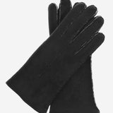 CA4465 (black) - Women's Italian Handsewn Sueded Lamb Shearling Gloves - Leather Gloves Online - Luxury Leather Gloves - 1