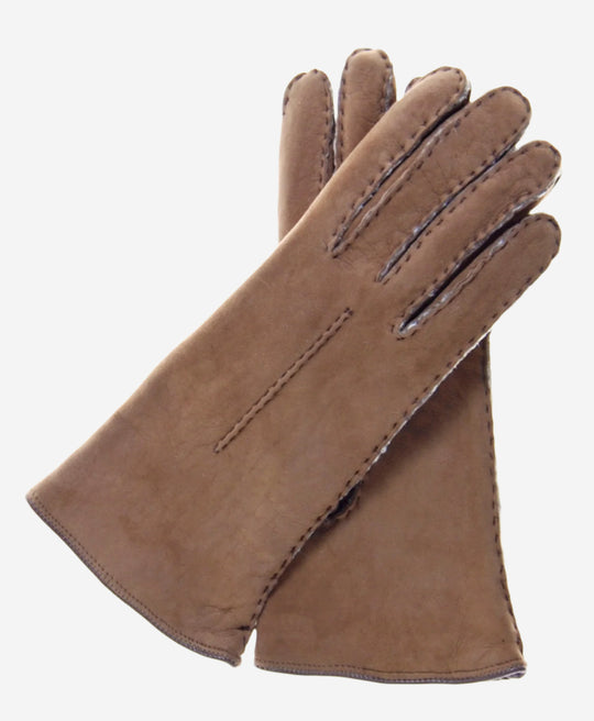 CA4465 (hazel) - Women’s handsewn Italian sueded lamb shearling gloves