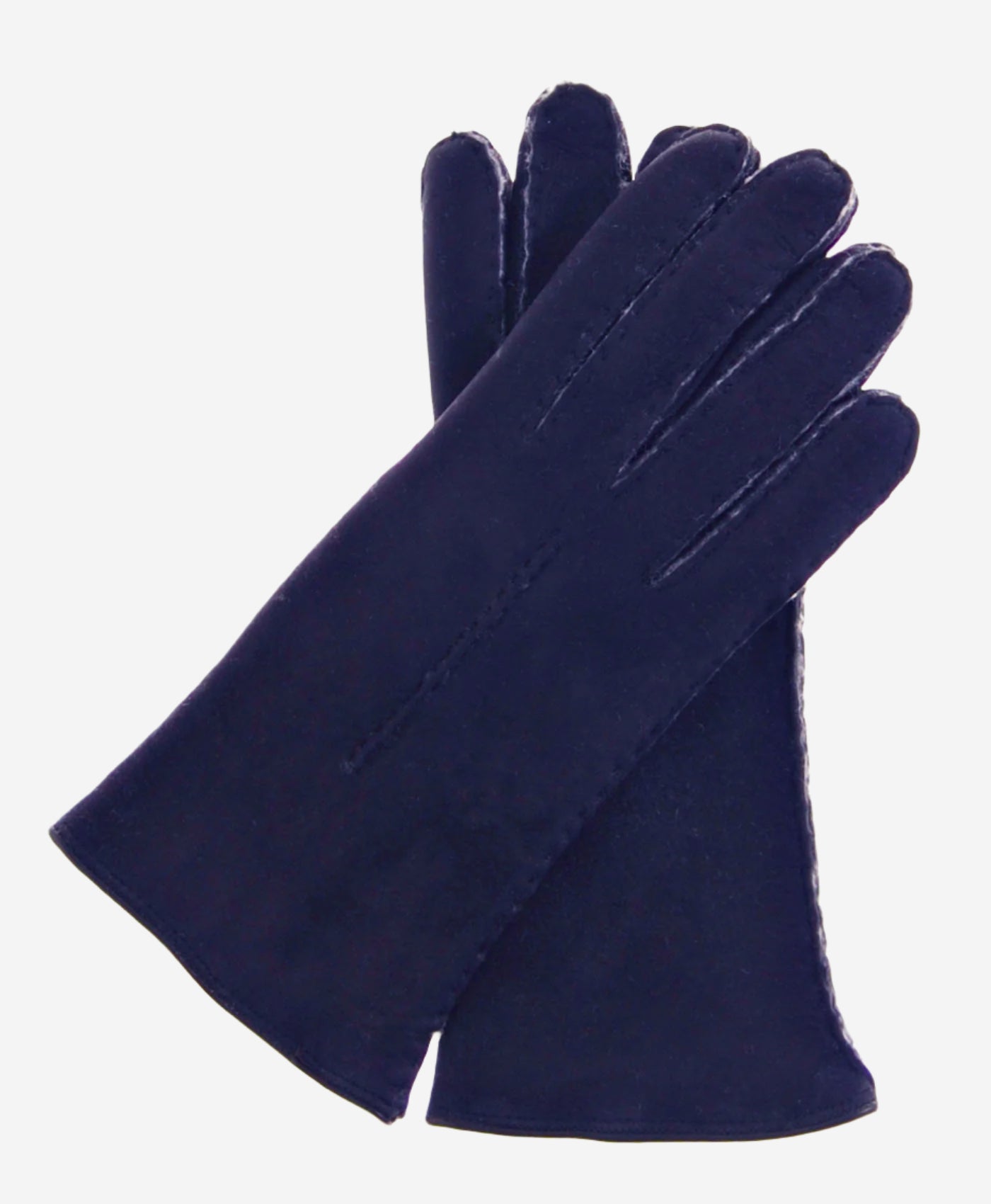 CA4465 (navy) - Women's Italian Handsewn Sueded Lamb Shearling Gloves - Leather Gloves Online - Luxury Leather Gloves - 1