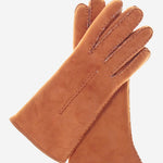 CA4465 (saddle) - Women's Italian Handsewn Sueded Lamb Shearling Gloves - Leather Gloves Online - Luxury Leather Gloves - 1