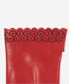 CA4534 (red) - Women’s Italian unlined dress leather gloves with “lace-work" cuff