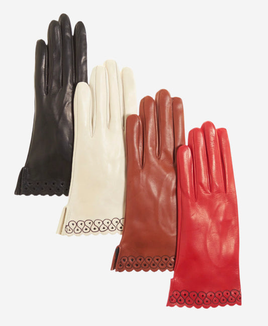 CA4534 (black) – Women’s Italian unlined dress leather gloves with “lace-work" cuff