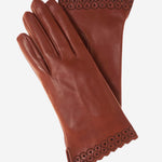 CA4534 (medium brown) - Women's Unlined Dress Leather Gloves with "Lace-work" Cuff - Leather Gloves Online - Luxury Leather Gloves - 1