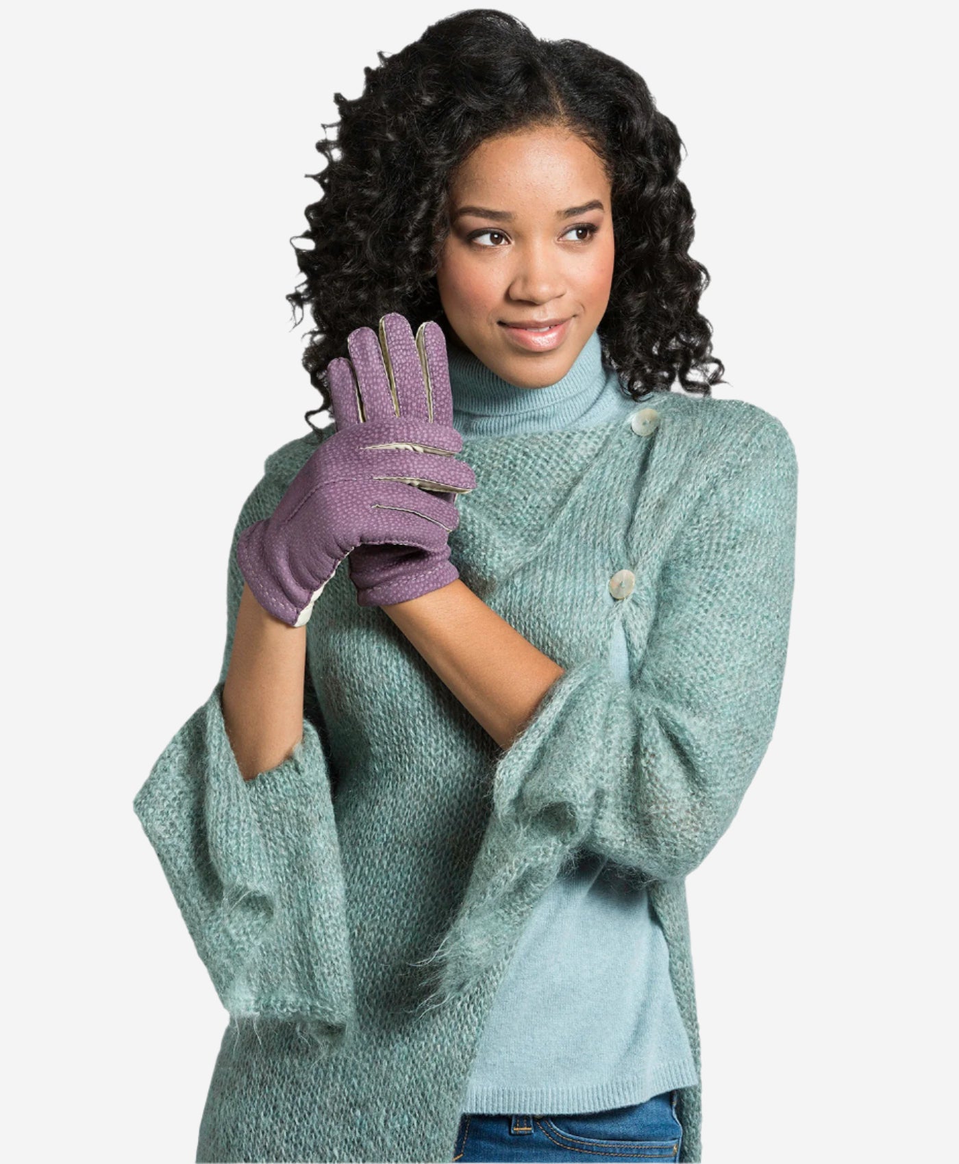 CA4538 (lilac) - Handsewn Italian Cashmere Lined Women's Carpincho Dress Gloves - Leather Gloves Online - Luxury Leather Gloves - 2