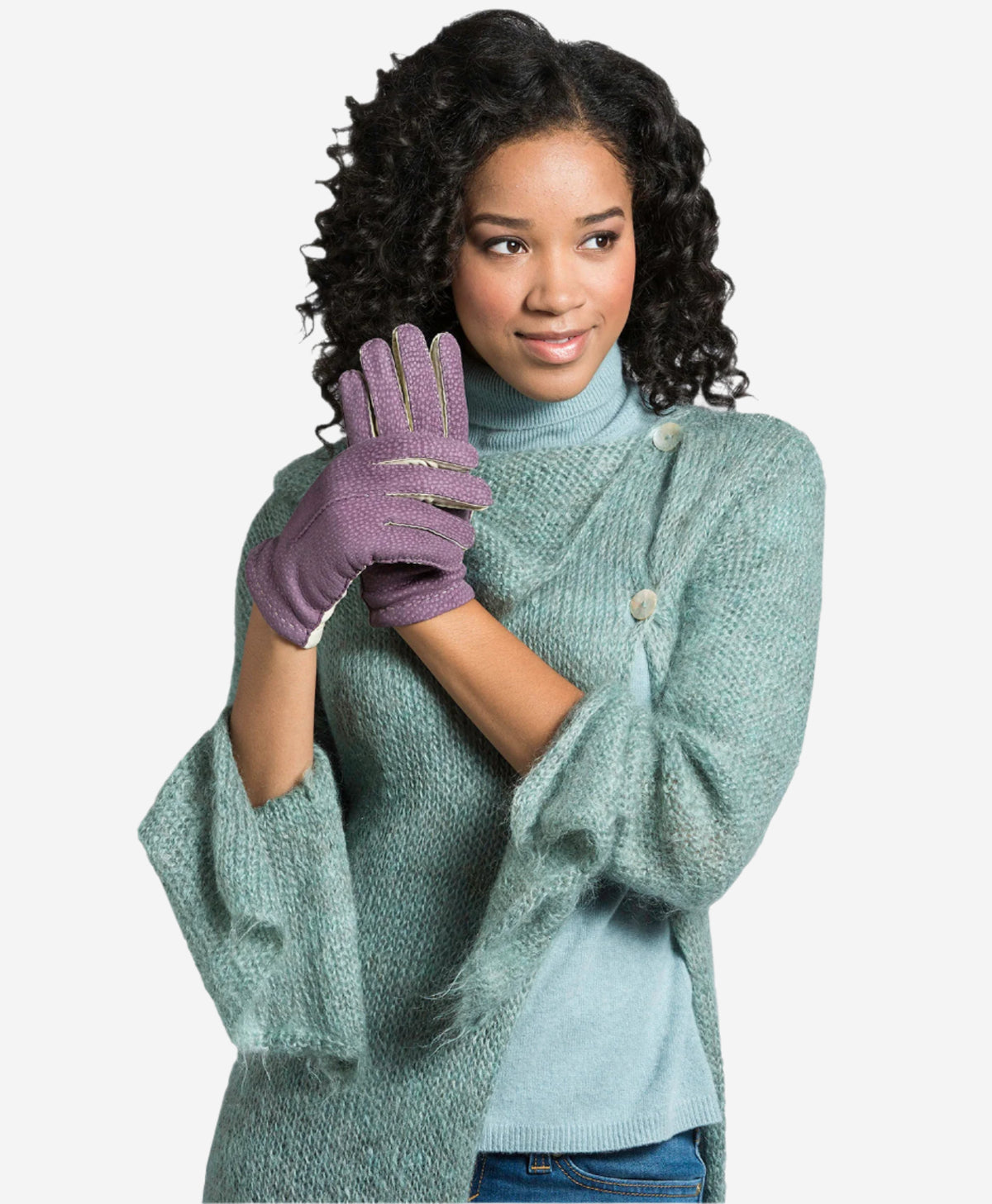 CA4538 (lilac) - Handsewn Italian Cashmere Lined Women's Carpincho Dress Gloves - Leather Gloves Online - Luxury Leather Gloves - 2