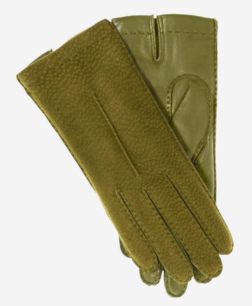 CA4538 (moss) - Handsewn Italian Cashmere Lined  Women's Carpincho Dress Gloves - Leather Gloves Online - Luxury Leather Gloves - 1