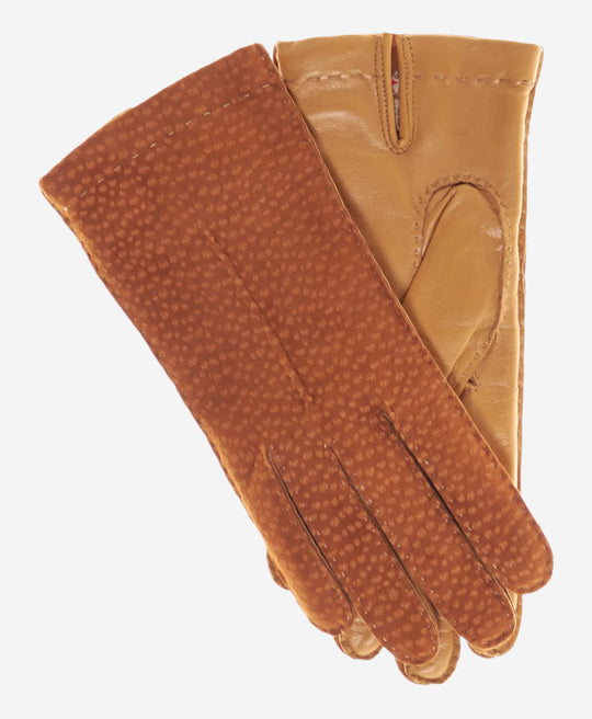 CA4538 (coffee) - Handsewn Italian carpincho women's dress gloves with cashmere lining