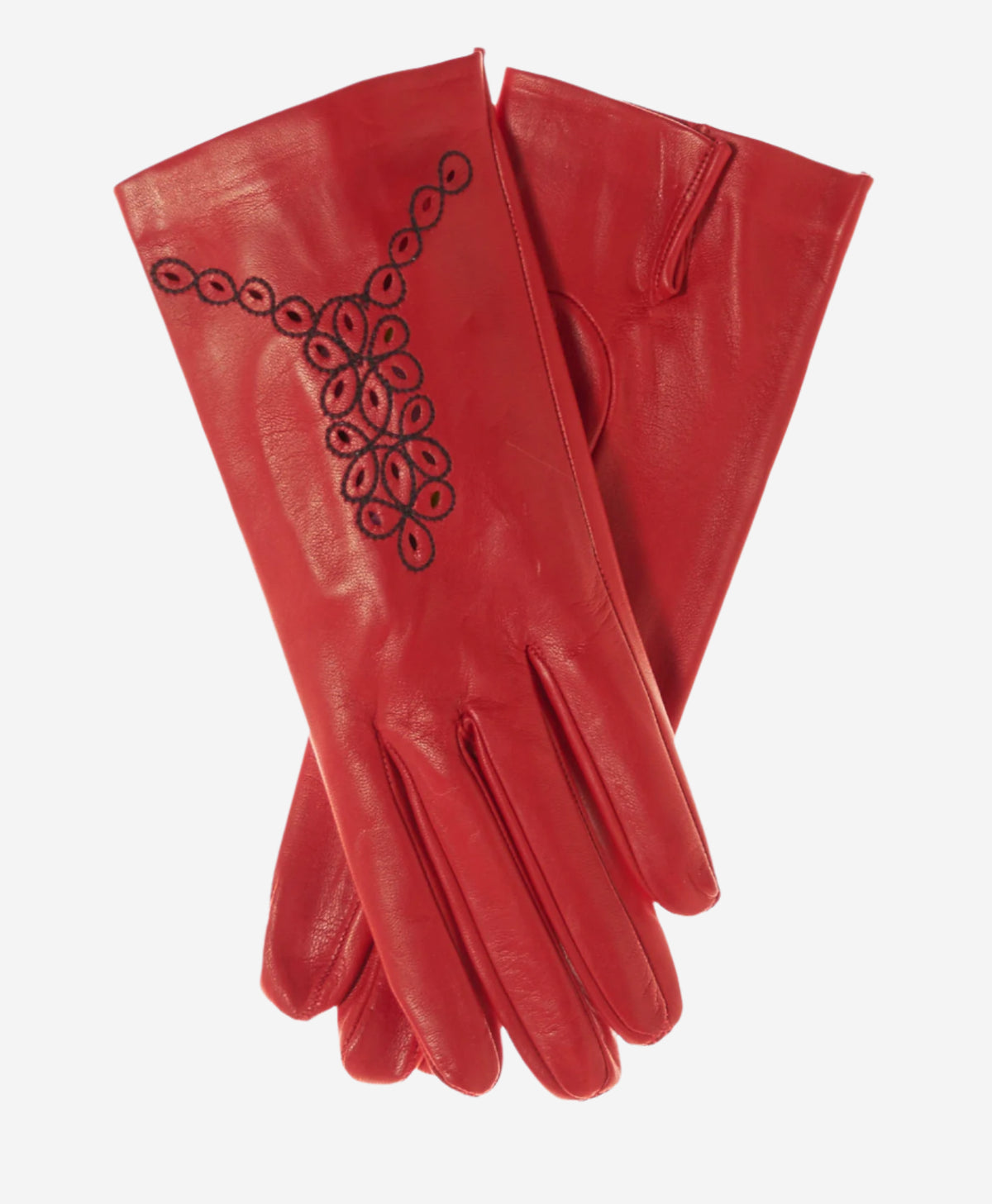 CA4539 (red) - Women's Unlined Dress Leather Gloves with "Lace-work" Design - Leather Gloves Online - Luxury Leather Gloves - 1