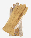 CA4620 (tan) - Women’s Italian crochet and carpincho leather driving gloves